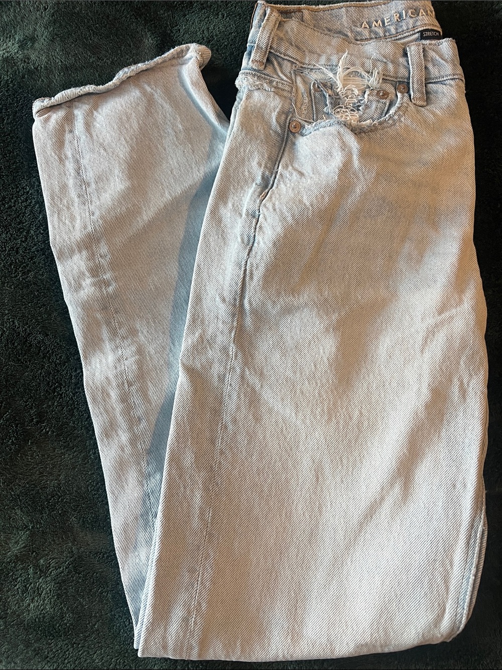 American Eagle Light Wash Super high rise straight jeans